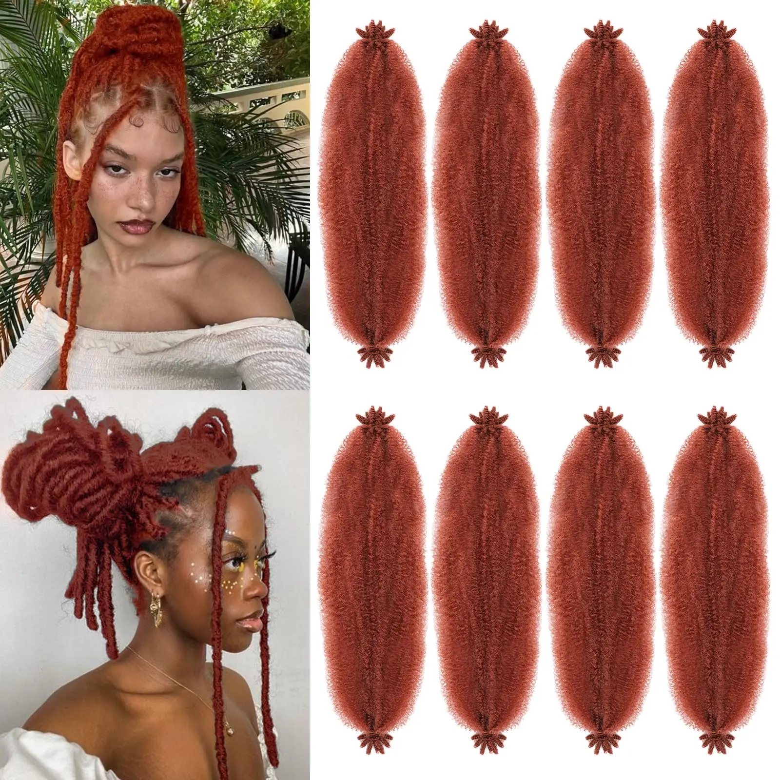 8 Packs Springy Afro Twist Hair 10 inch Pre-Separated Braiding Hair for Faux Locs Twist Hair Extensions