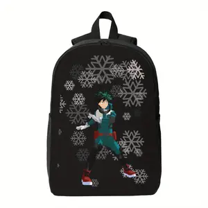 Large Capacity Black Backpack with Anime Sword Character Print, Adjustable Shoulder Straps, Lightweight & Durable for Daily Commute, School, and Outdoor Travel, Backpack for Travel, Commuting, and School, Commuter Backpack, Stylish Backpack, Secure Zipper