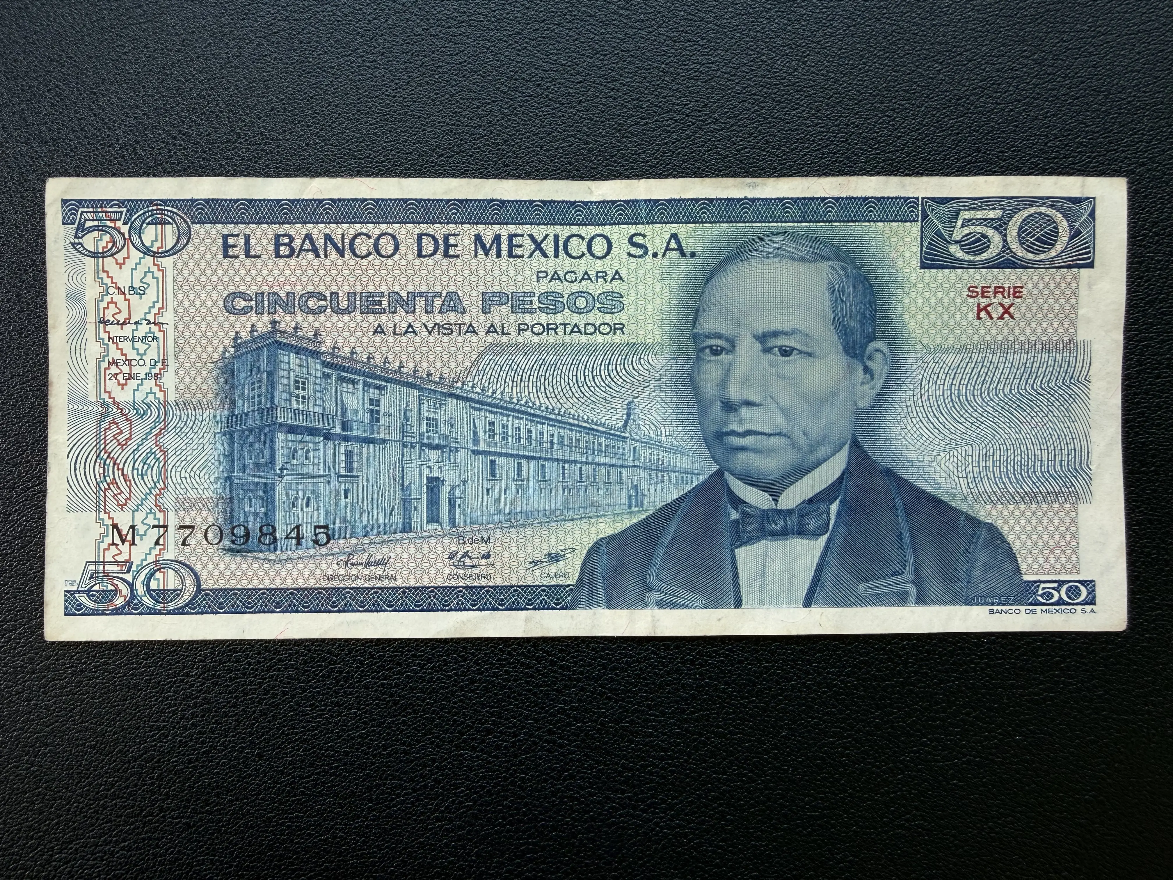 El Banco de Mexico S.A. 50 Pesos Series KX Banknote Authentic Mexican Currency
