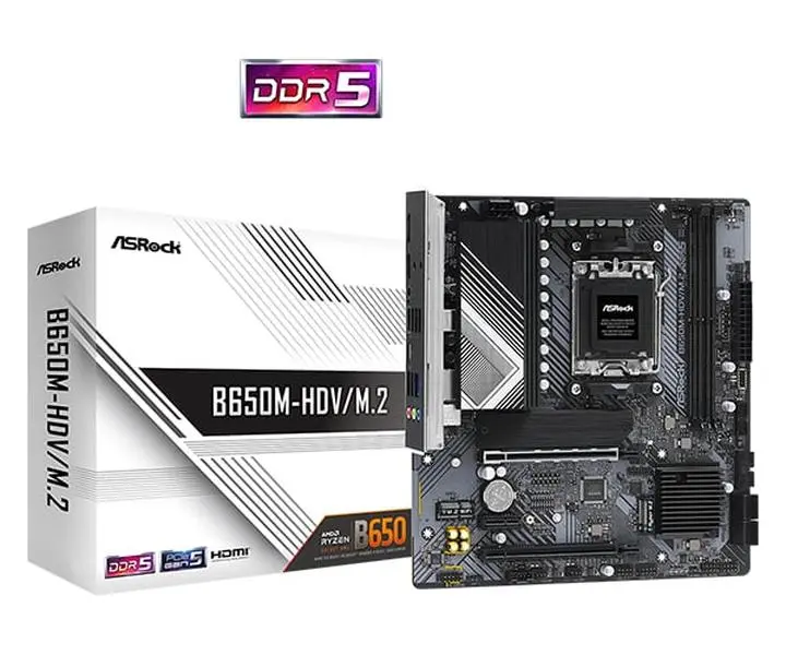 ASRock B650M-HDV-M.2 WHITE AMD B650 AM5 Max128GB DDR5 Micro ATX Processors