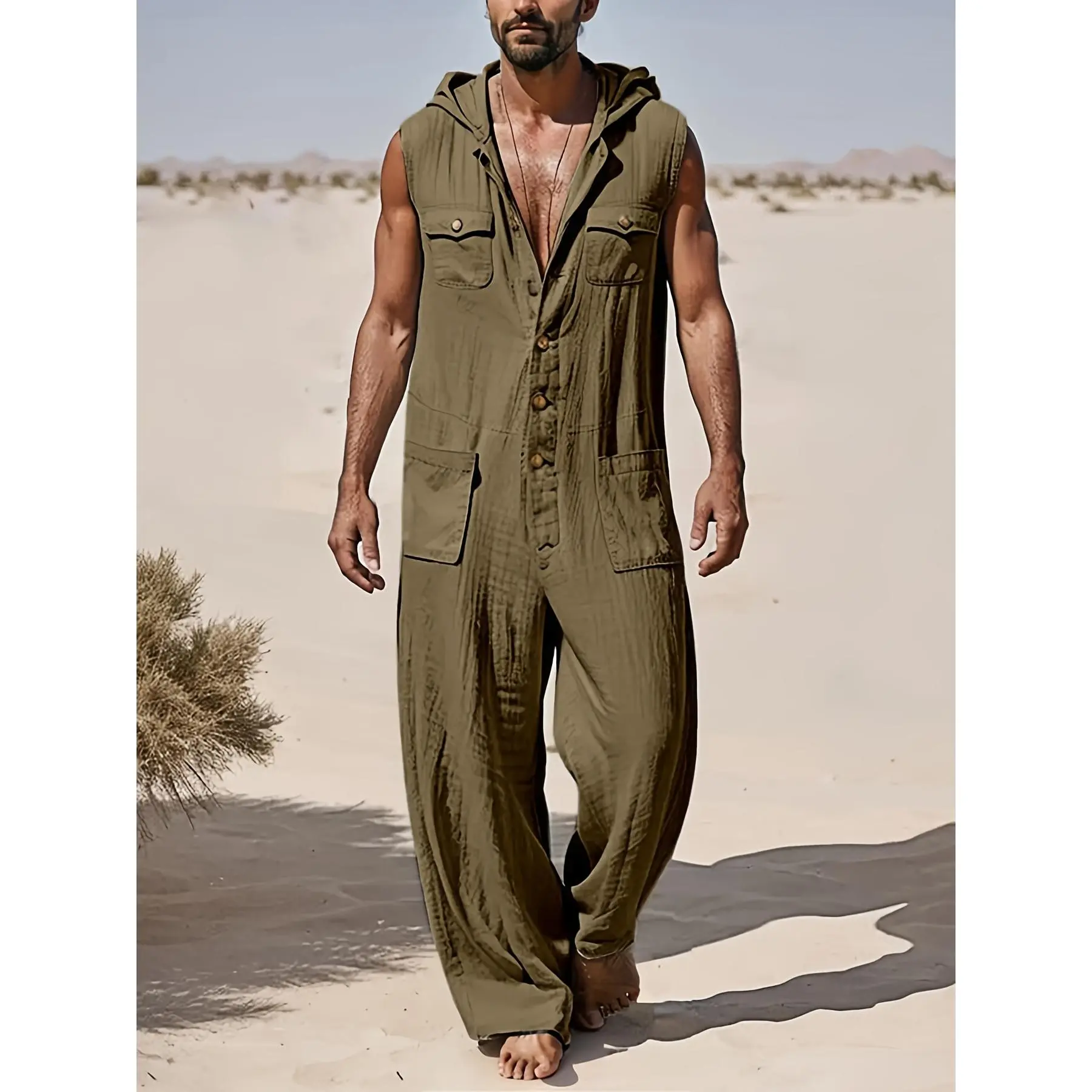 Mens Leisure Linen Jumpsuit Mens Leisure Linen Jumpsuit