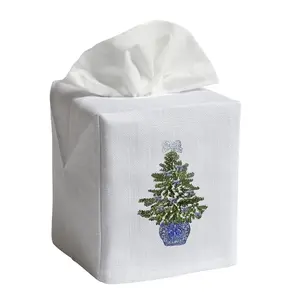 Tissue Box Cover, Chinoiserie Christmas Tree