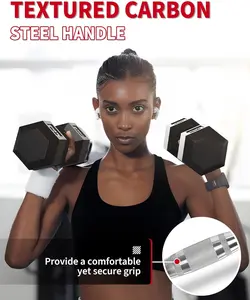 Hex Dumbbell Set of 2, Hand Weights Dumbbells Pair with Cast Iron Core, Rubber Encased Coating and Textured Carbon Steel Handle for Home Gym Strength Training