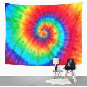 Tapestry Colorful Rainbow Spiral Tie Dye Pattern Color Dyed Batik Home Decor Wall Hanging for Living Room Bedroom Dorm 60x80 Inches