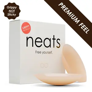 NEATS Grippy Round Nipple Covers - Reusable & Seamless Non-Adhesive (No Glue) Medical-Grade Silicone Circle Pasties for Gym, Swim & Tight Outfits (Womenswear Bra Alternative) - 1 pair
