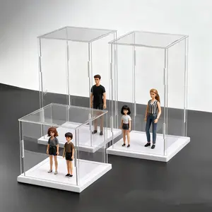Transparent Acrylic Display Case, Stackable Doll Box, Collectible Figures, Collectible Figurines, Vertical Assembly Stand, Base, Pop Character Dustproof Collector's Box
