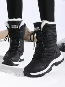 Women's Winter New Style Fleece Lined Snow Boots, Warm Thick Sole Cotton Shoes, Versatile Outdoor Sports Boots for Cold Weather