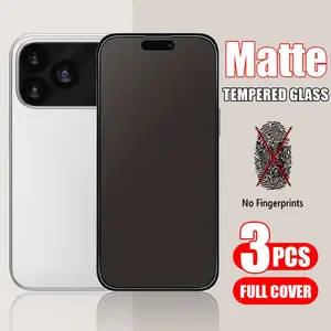 3pcs Matte HD Tempered Glass Screen Protector Compatible With iPhone 17 Pro Max 15 Pro Max 14 Plus 13 12 Mini 11 XR X XS Max 7 8 Plus SE Apple Dynamic Island Compatible 9H Hardness Edge Protection Scratch, Shockproof & Impact Resistance Accessories