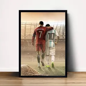 Lionel Messi Cristiano Ronaldo, Gym Printed, Famous Canvas Art, Messi Artwork, Sport Poster