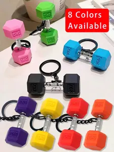 Mini Dumbbell Keychain,Stylish Keychain,Portable Keychain,Lightweight Keychain,PVC Soft Rubber Fitness Dumbbell Keyring Pendant,Charms Gym Keychain,Dumbbell Purse Chain Charm Key Fob Backpack Car Keychain Ornaments Party Christmas Gift