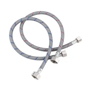 WOWOW Faucet Supply Lines, 24" Length Bathroom Kitchen Faucet Connector Braided Nylon Water Supply Line 3/8" Comp x 1/2" FIP 2Pcs (1 Pair)