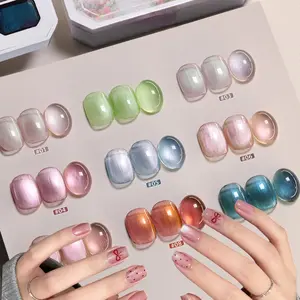 9 Color Candy Glass Cat Eye Nail Gel UV Nail Polish, Gel Nails, DIY Nail Art for Beginners, Stunning Gel Polish for Creative Manicures