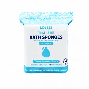 Rinse Free Bath Sponges, 3oz Water to Activate, Single Use Shower Sponges Packs of Travel Pack Soap-Infused Dry Shower Sponges, Just Add 3oz Water to Activate, No Rinsing Required Ideal for Camping Travel Youth Senior Friendly