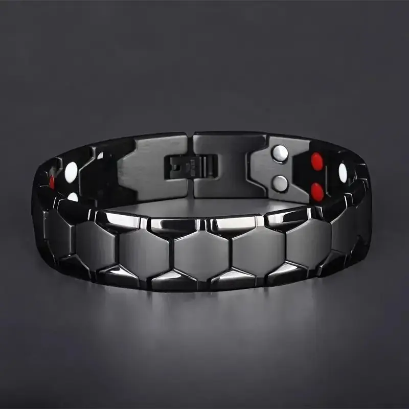 1pc Magnetic Titanium Steel Bracelet for Men - Domineering Fashion, 4-in-1 Energy, Waterproof, Colorfast - Perfect Gift for Family and Friends Wearable Black friendship bracelets matching bracelets charm bracelet bracelet men