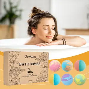 Unisex Bath Bombs Gift Set, 6-Piece Bath Bomb Box, Easter Basket Filler, Skin Repair, Gentle Moisturizing Aroma Floral Scented Body Cleanser, Bubble Bath, Moisture