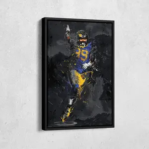 Aaron Donald Art Los Angeles Rams NFL Canvas Wall Art Home Decor Framed Poster Man Cave Gift