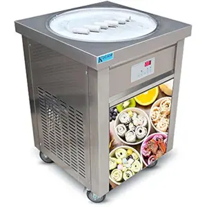 Kolice commercial ETL UL NSF US Franchise 22" single round ice pan fry ice cream machine,fried ice cream machine,roll ice cream machine,ice cream roll machine-auto defrost,smart AI temperature control