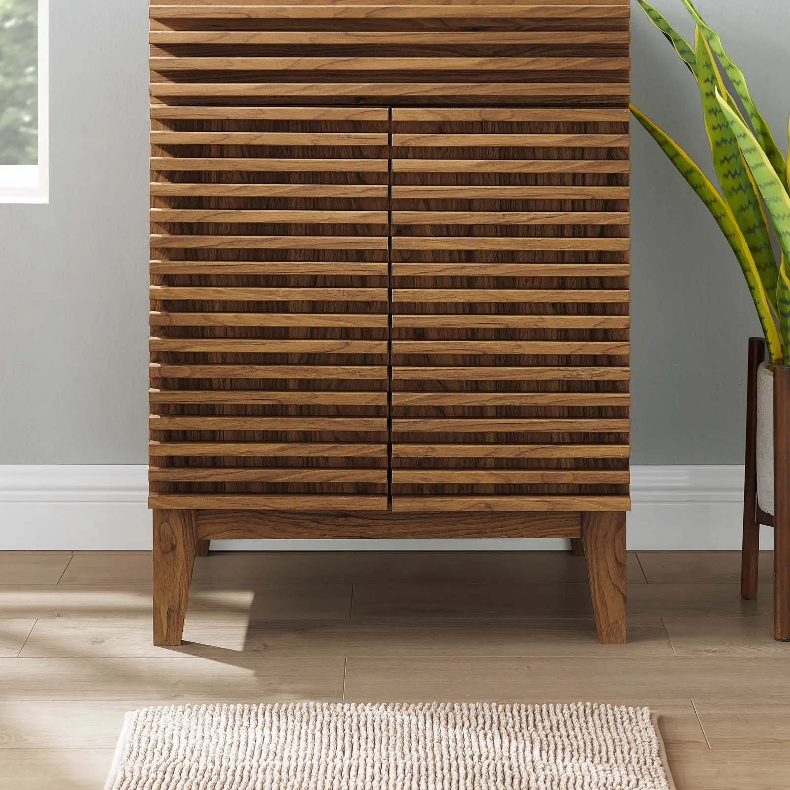 Modway Render Bathroom Vanity Cabinet (Sink Basin Not Included) in Walnut