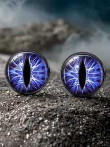 1 pair Trendy Blue Dragon Eye Stud Earrings | Gothic Vertical Pupil Design | Unisex Novelty Jewelry | Aesthetic Accessories