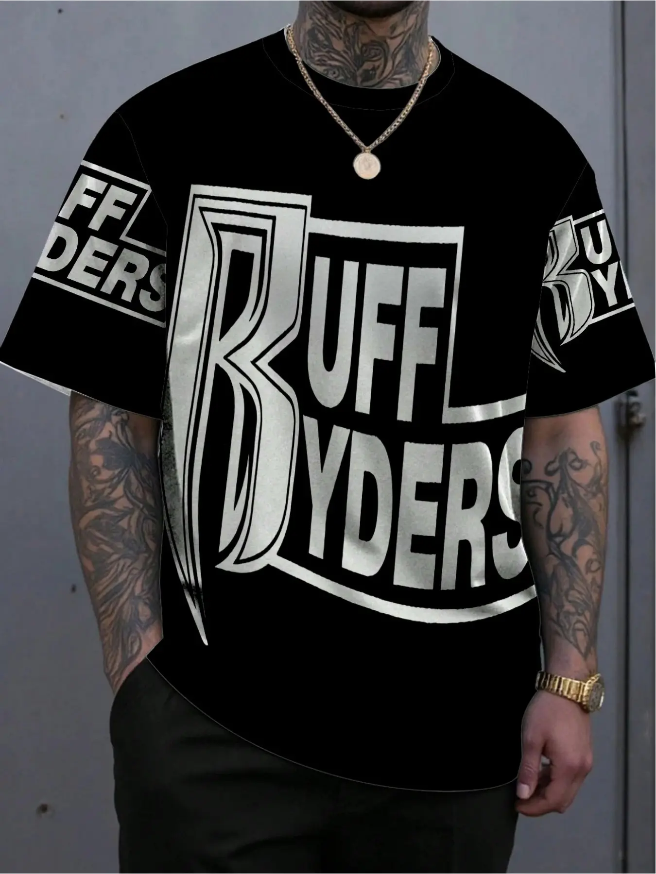 Vintage Ruff Ryders Record Label Logo T-Shirt - Hip-Hop Music Brand Short-Sleeve, Casual Streetwear Top, Casual Summer Streetwear Crew Neck Shirt, Suitable for Urban Street Style And Beach Wear - Iconic Rap Label Print Design, Plus Size, Menswear
