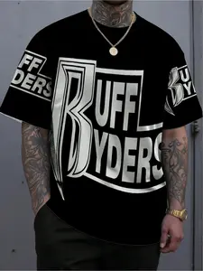 Vintage Ruff Ryders Record Label Logo T-Shirt - Hip-Hop Music Brand Short-Sleeve, Casual Summer Streetwear Crew Neck Shirt, Suitable for Urban Street Style And Beach Wear - Iconic Rap Label Print Design, Plus Size