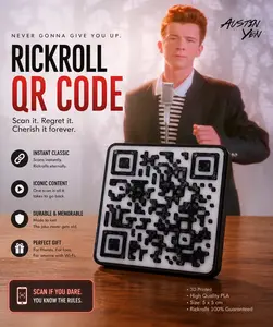 Rick Roll Plastic Qr Code 4 pcs Gag Gift