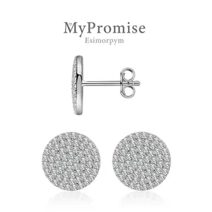 S925 Iced Out Circle Shape Moissanite Stud Earring Moissanite Jewelry Perfect Birthday Mother’s Day Gift for Men Women Wedding Set