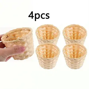 Mini Woven Bamboo Basket, Home Decor Storage Box, Desktop Organizer, Perfect for Family Dining, Party Gifts, Weddings, Christmas Decoration