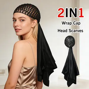 2-In-1 Multifunctional Sleep Hair Wrap Cap, Adjustable Headband, Fashion Towel & Hair Net, Suitable for All Hair Types, Easy Use