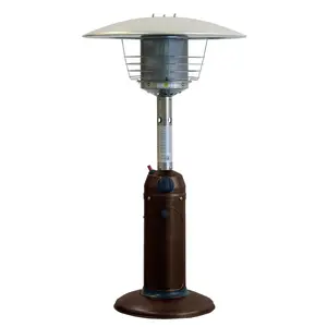 HomeRoots 480581 11000 BTU Bronze Steel Propane Cylindrical Pole Tabletop Patio Heater