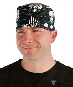 Classic Cotton Surgical Scrub Cap with Sweatband - Human Body Skeleton  (Glow in the Dark)