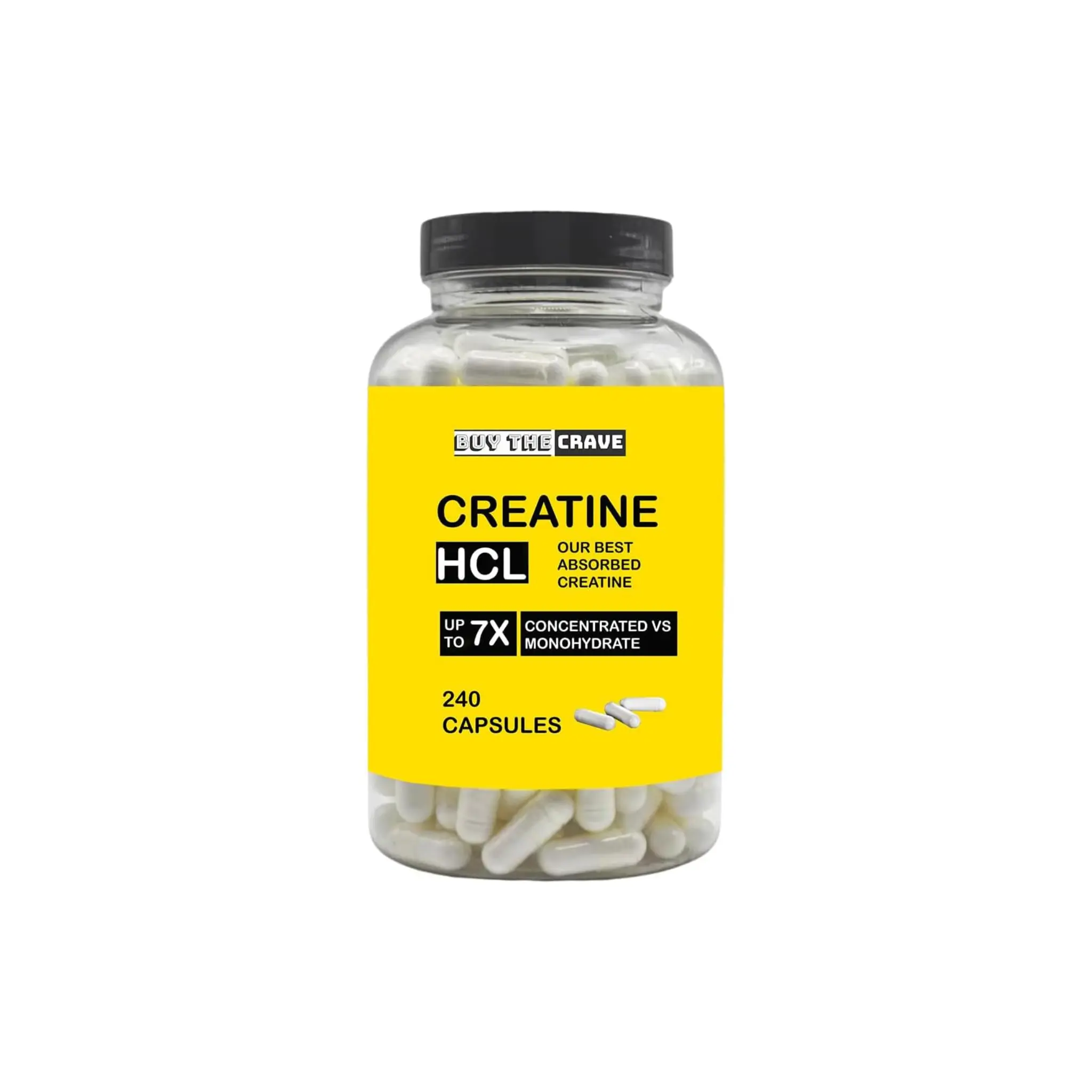 Creatine HCL Pills, 7X Concentrated vs Monohydrate Powder, Cognitive, Energy, Muscle, Recovery Support for Men & Women | Only 1 Ingredient | Creatine HCL Capsules 240 Servings