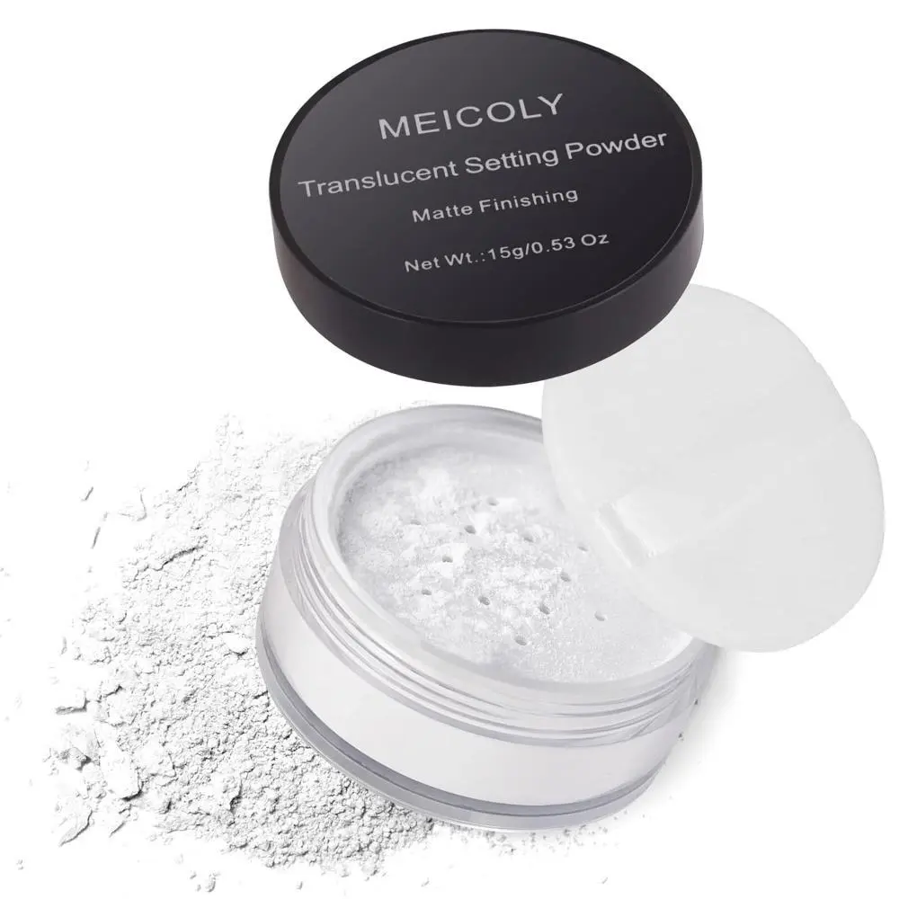 Talc-Free Setting Powder with Sifter, Long Lasting Loose Powder, Translucent Powder, Matte Finishing White Powder For Halloween SFX Makeup