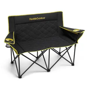 【FathersDayGift】Fanttik Outdoor Zeta L11 Duo Pro 2-Person Camping Loveseat, High-Strength Portable Lightweight Foldable Chair with Cup Holder & Carry Bag, Camping Gear for Travel, Backyard, Supports Up to 600 lbs (Mother’s Day Gift), Campchair, Foldable P