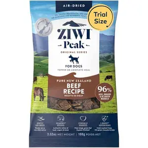 ZIWI Peak Air-Dried Dog Food – Beef - All Natural, High Protein, Grain Free, Limited Ingredient w/Superfoods (3.5oz)