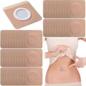 50 Pcs Disposable Castor Oil Pack Wrap Organic Cotton Unscented Belly Button Patches Self Adhesive Easy to Use 7x7cm Square Beige Gentle Daily