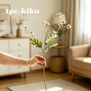 Faux Kiku Chrysanthemum Bouquet  Fake Stems Artificial Flowers for Arrangements Dried Displays Vintage Home Decor Indoor Aesthetic