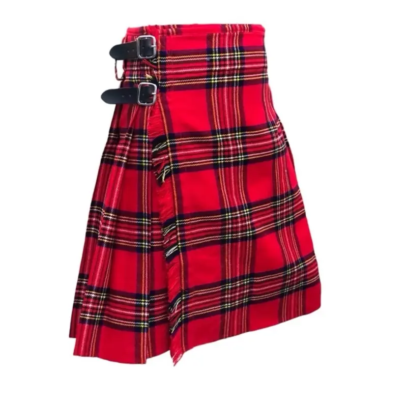 Highland 5 Yards Tartan Kilt Scottish Casual Wear Leather Straps  Kilt For Men's
