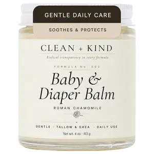 Clean + Kind Gentle Baby & Diaper Rash Cream - Ultra-Gentle Formula with Grass-Fed Tallow & Jojoba Oil for Sensitive Skin Care