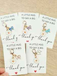 Cute Mini Colorful Butterfly And Daisy Keychain Set, Keychain Kawaii, With Cards, Suitable For Bag Pendants, Chains, Decorations, Perfect For Bag Charm, Keychains, Mother's Day, Father's Day, Back To School, Graduation And Ideal Gifts