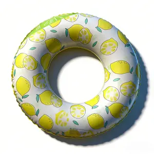Inflatable Lemon Print Pool Float, Cute Lemon Slice & Whole Lemon Design, Durable Portable Water Ring for Pool & Beach, Ideal for All Ages, Inflatable Floater, Swimming Accessories