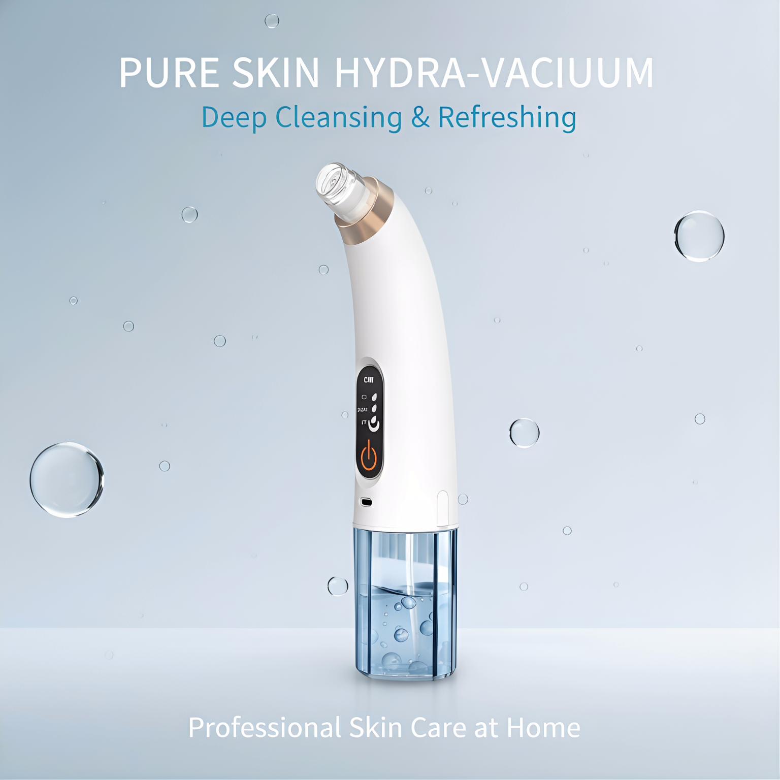 Professional Hydra Facial Device, Bubble Deep Cleansing Blackhead Remover for Pore Care, Removes Impurities, Hydrates & Refines Skin, Adjustable Suction Levels, USB Rechargeable Portable Skincare Tool