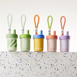 CHaKO LAB BOBO CUP | Kids Water Bottle with Carrying Rope and Straps | Vacuum Insulated Stainless Steel 16oz for School and Trvels | Two Travel Carrying Options