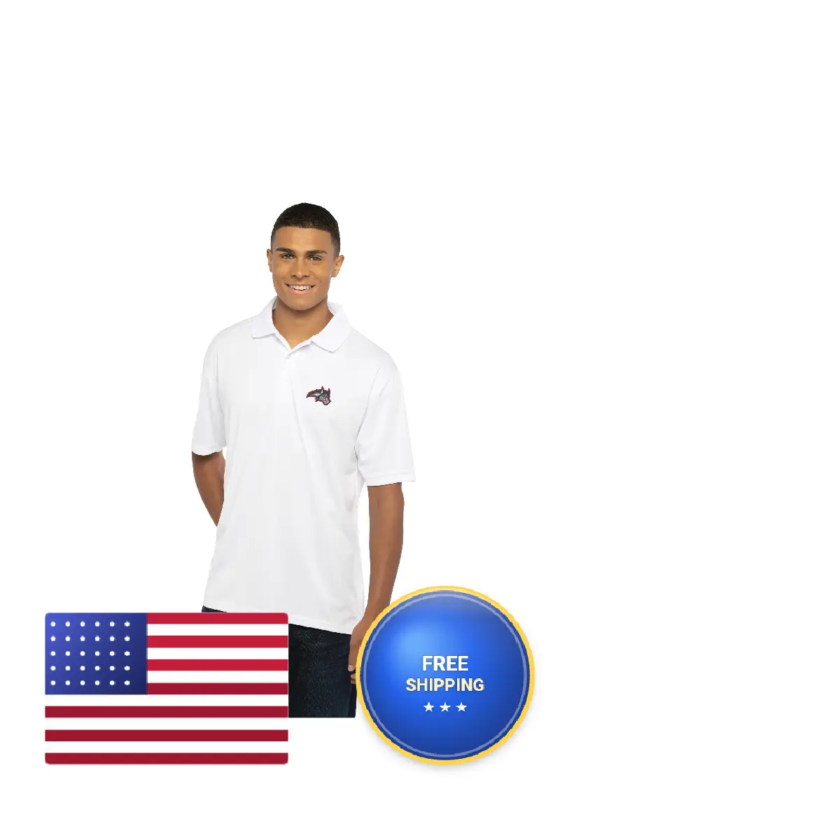 Vantage Apparel Men's Collegiate Premium Moisture-Wicking White Icon Polo Shirt - Menswear Tops, Classic Traditional Shirts for Stony Use