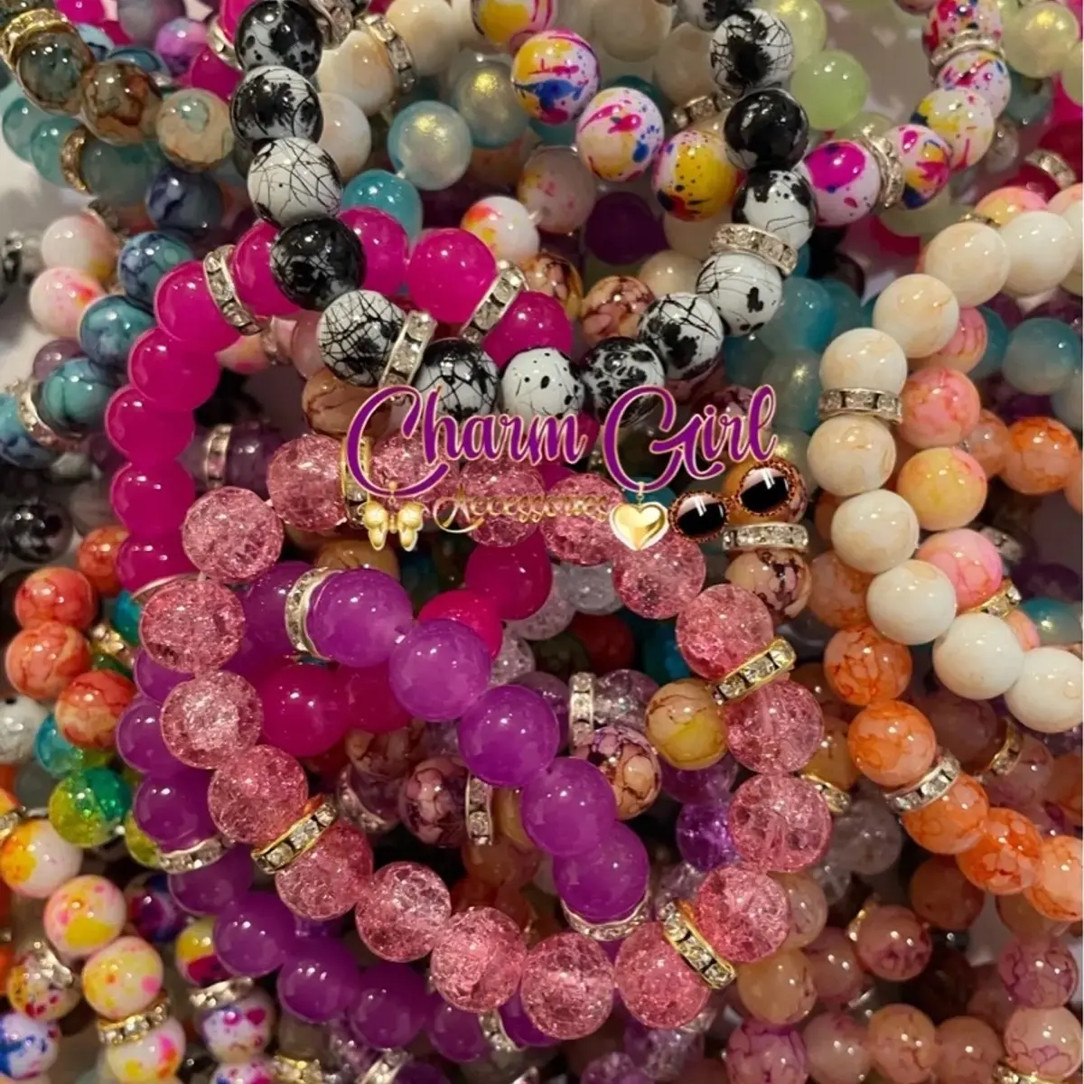 Charm Girl Cute Bracelet with Glass Beads 10mm - Stylish and Unique Design for Your Collection