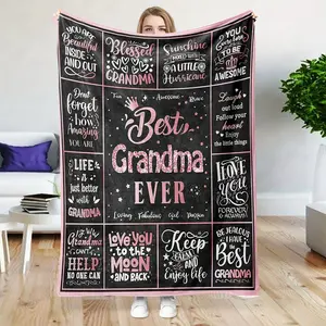 1 Pc Blanket Gifts for Grandma Blanket, Grandma Gifts, Gifts for Mom, Best Grandma, Happy Birthday Grandma Gifts, Great Grandmother Gifts from Grandson Granddaughter, Throw Blanket-280GSM