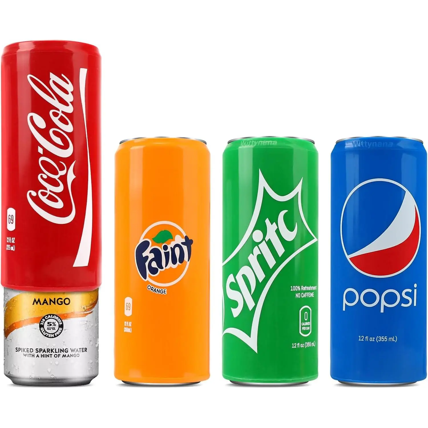 Can Covers that Look Like Soda for 12 oz Skinny Cans (4-Pack), Beer Cozy as Gifts, Reusable Seltzer Sleeves for, Golf, and Parties (12 oz / 355 ml Slim Drink Covers, Mixed Color)