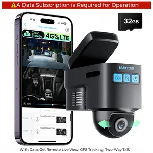 【SpringGlowUp】LAMTTO 4G LTE Car Security Camera with Pre-Installed SIM | 24/7 Live View & Instant Phone Alerts | Park Anywhere with Peace of Mind! （Unlimited cellular plans require a subscription！）| Gifts for Family or Friends