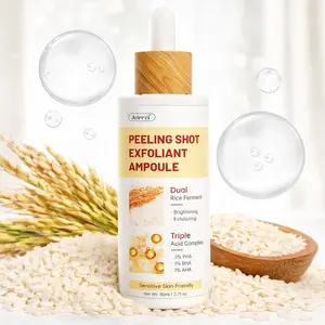 Jeirrzi Peeling Shot Glow Rice Exfoliant Ampoule, 5% Multi-Acid Exfoliating Serum with Salicylic Acid, Brightens Skin, Refines Pores & Smooths Texture for Sensitive Skin