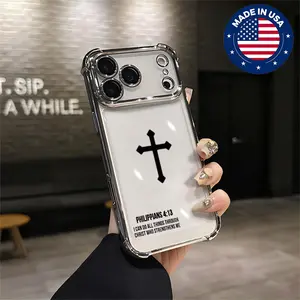 Christian Cross & Philippians 4:13 Aesthetic Design Pattern Casing For iphone 17 16 15 14 13 12 Samsung 22 23 24 25 Plus Pro Max Ultra Flaunt Mobile Phone Case Soft Silicon TPU anti-drop Drop Protection Shockproof Protector Vintage unique Fashion